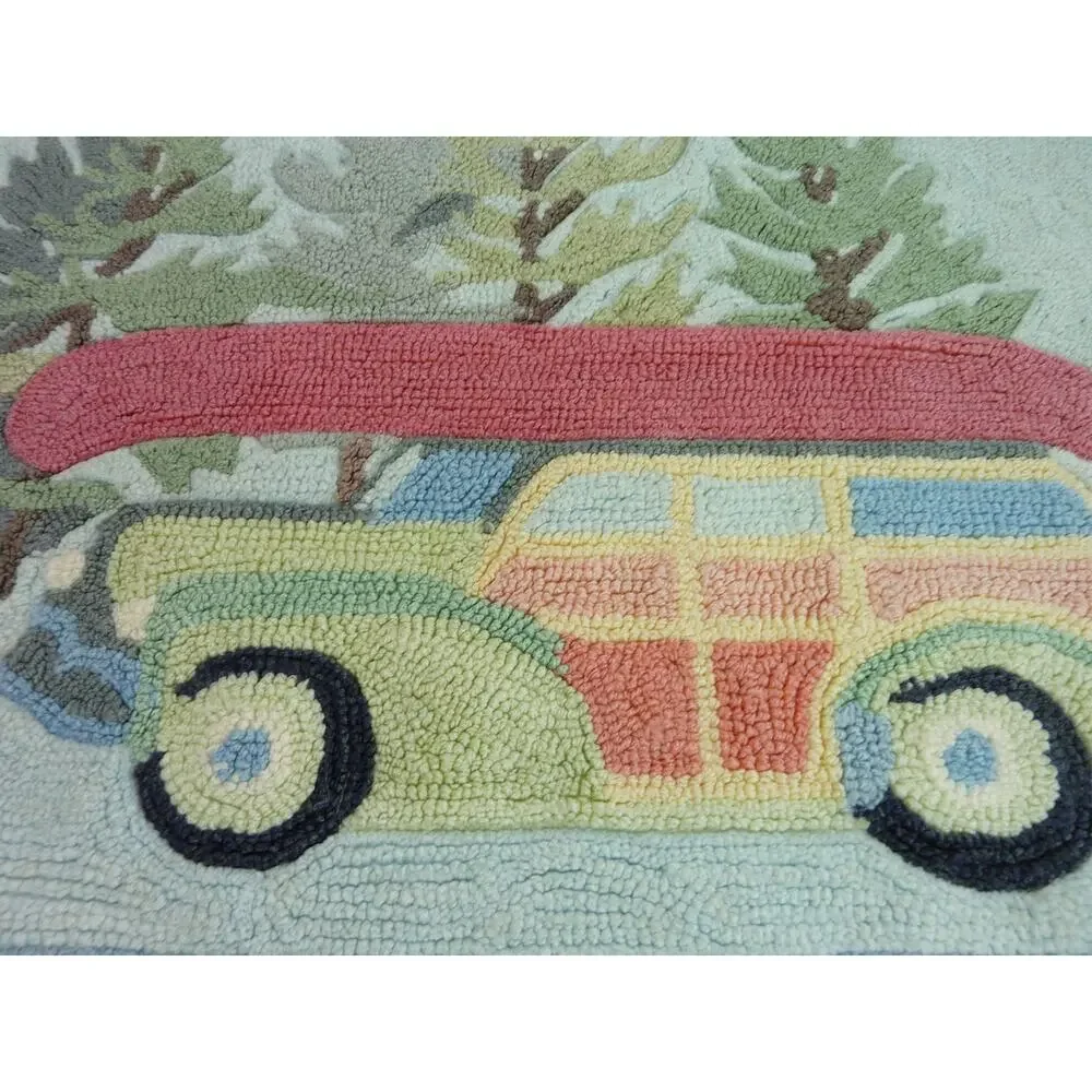 Vintage Hooked Camper Rug Countrycore Canoe Lawn Chair Small Rug Carpet Bath Mat